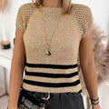 Striped Gold Thread VNeck Tee SpringSummer Essential