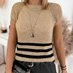 Striped Gold Thread VNeck Tee SpringSummer Essential