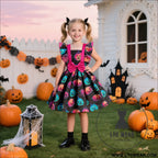 Fairy tale print satin dress for girls halloween princess dress children’s formal wear dress