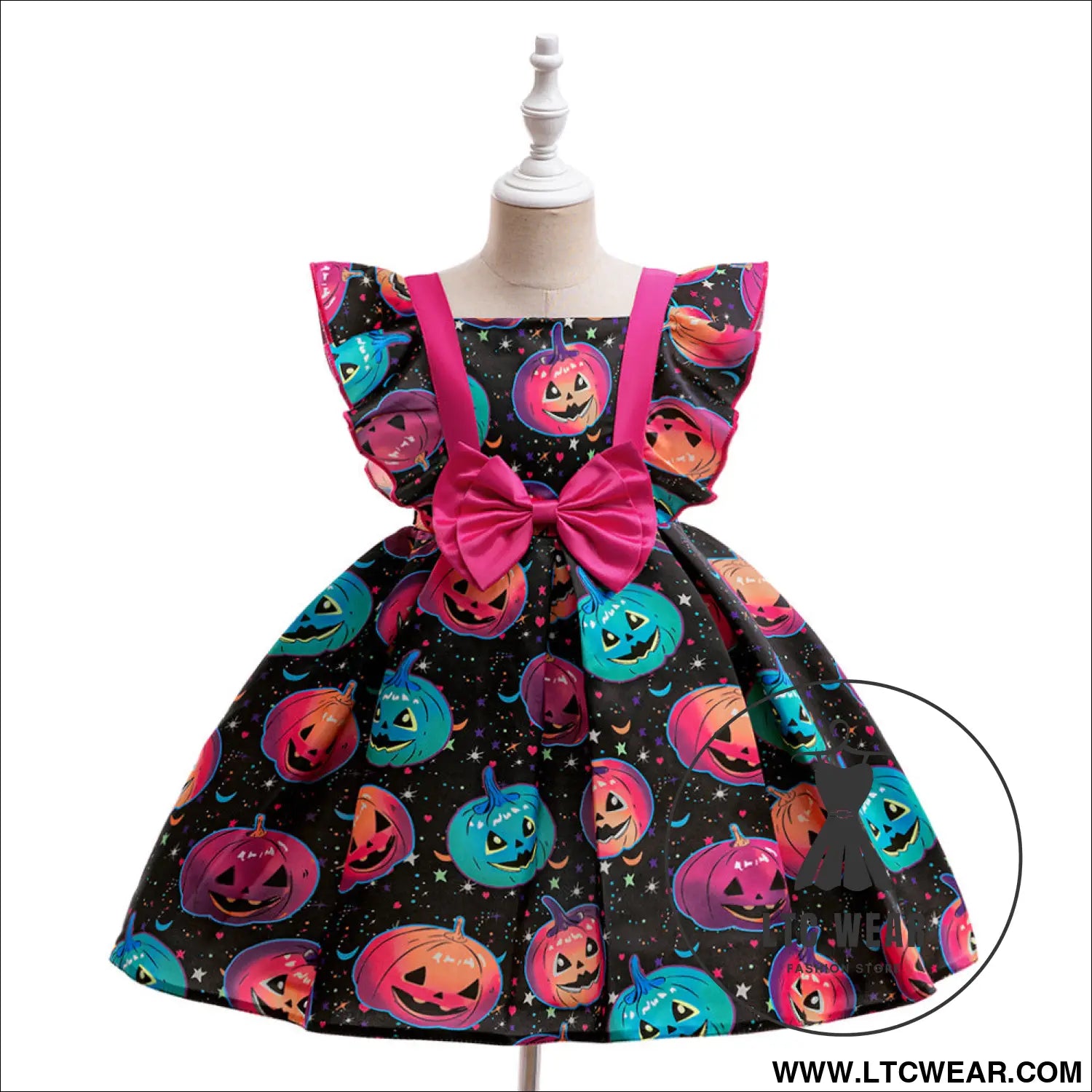 Fairy tale print satin dress for girls halloween princess dress children’s formal wear dress