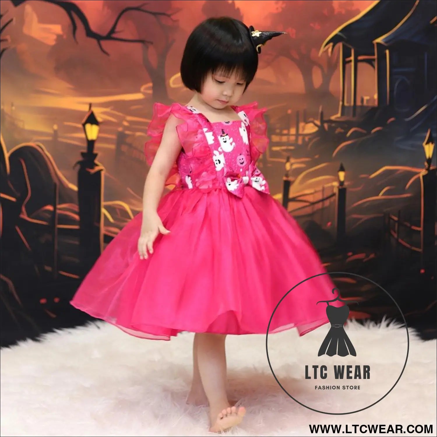 Fancy halloween printed butterfly costume dress with chiffon mesh skirt - aws053-pink / 70cm/6-9m