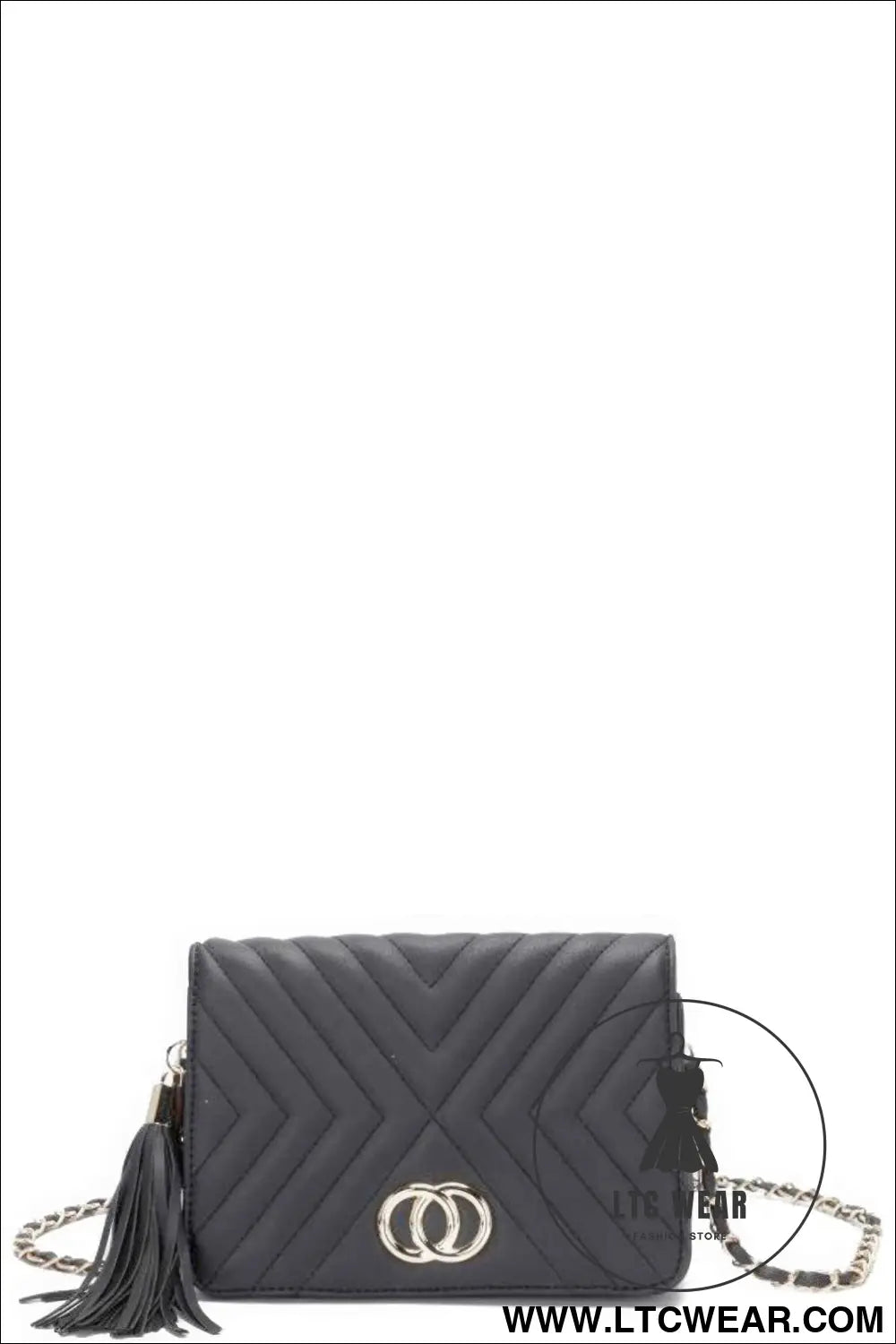 Fashion Double Metal Pattern Stitching Tassel Crossbody Bag