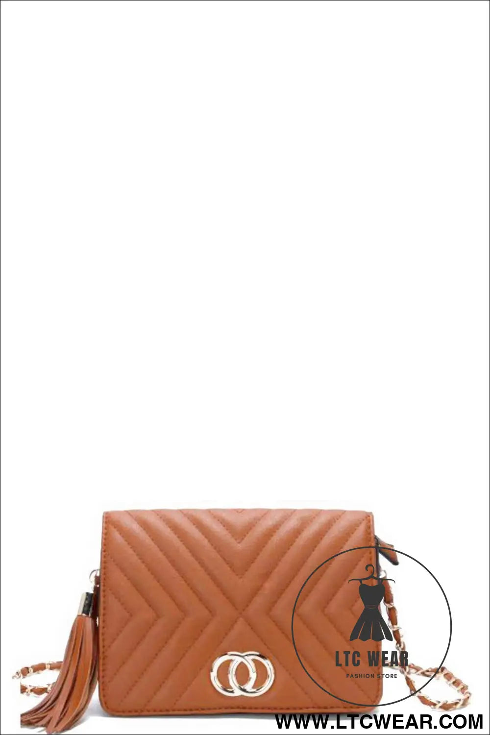 Fashion Double Metal Pattern Stitching Tassel Crossbody Bag