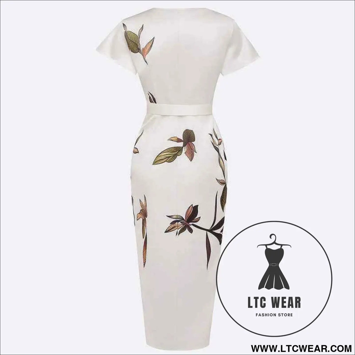 Fashion Satin Printed Belted Dress