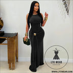 Fashion women’s elegant solid color slim backless dress