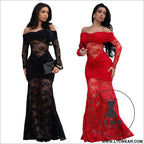 Fashion women’s sexy one-shoulder lace bodycon dress