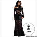 Fashion women’s sexy one-shoulder lace bodycon dress - black / s