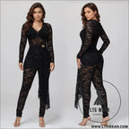 Fashion women’s sexy sheer lace jumpsuit underwear set