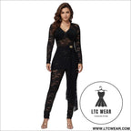 Fashion women’s sexy sheer lace jumpsuit underwear set