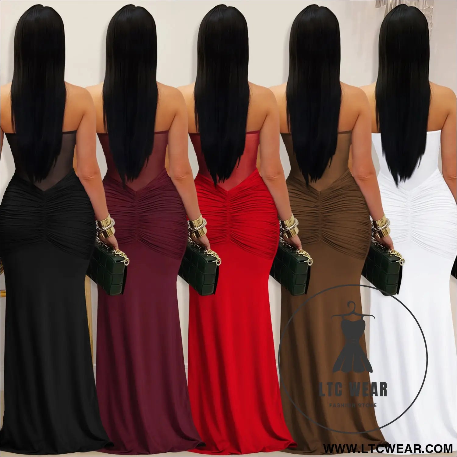 Fashion women’s sexy sheer mesh halter tie-back dress