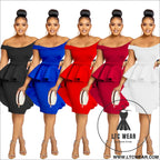 Fashion women’s solid color sleeveless ruffle hem mini dress