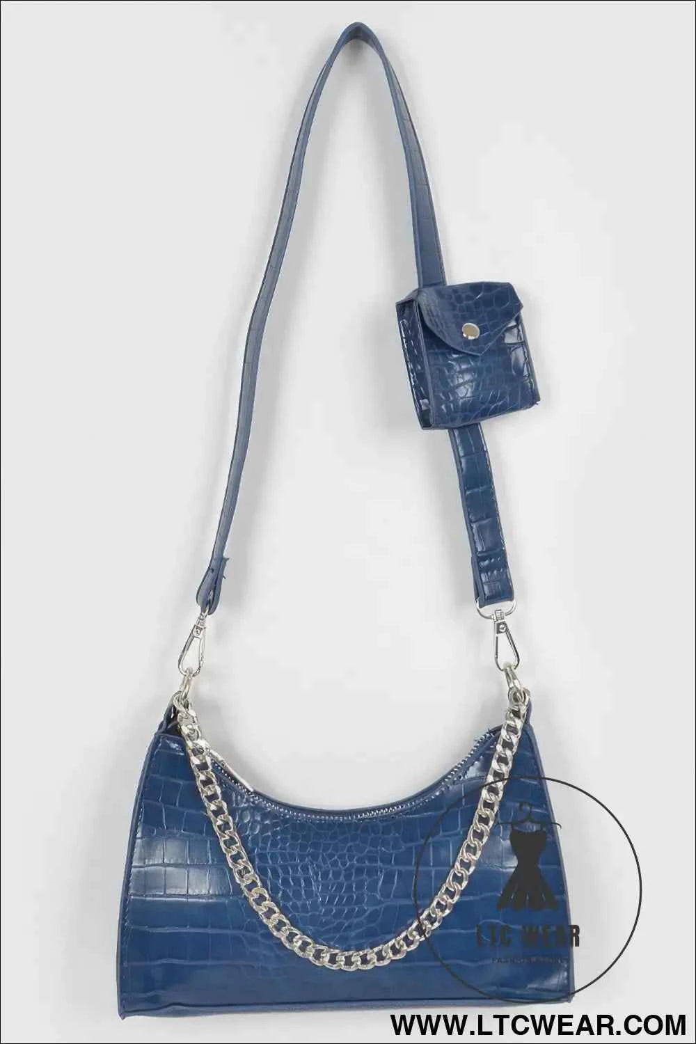 Faux Croc Chain Crossbody Bag W Airpod Purse
