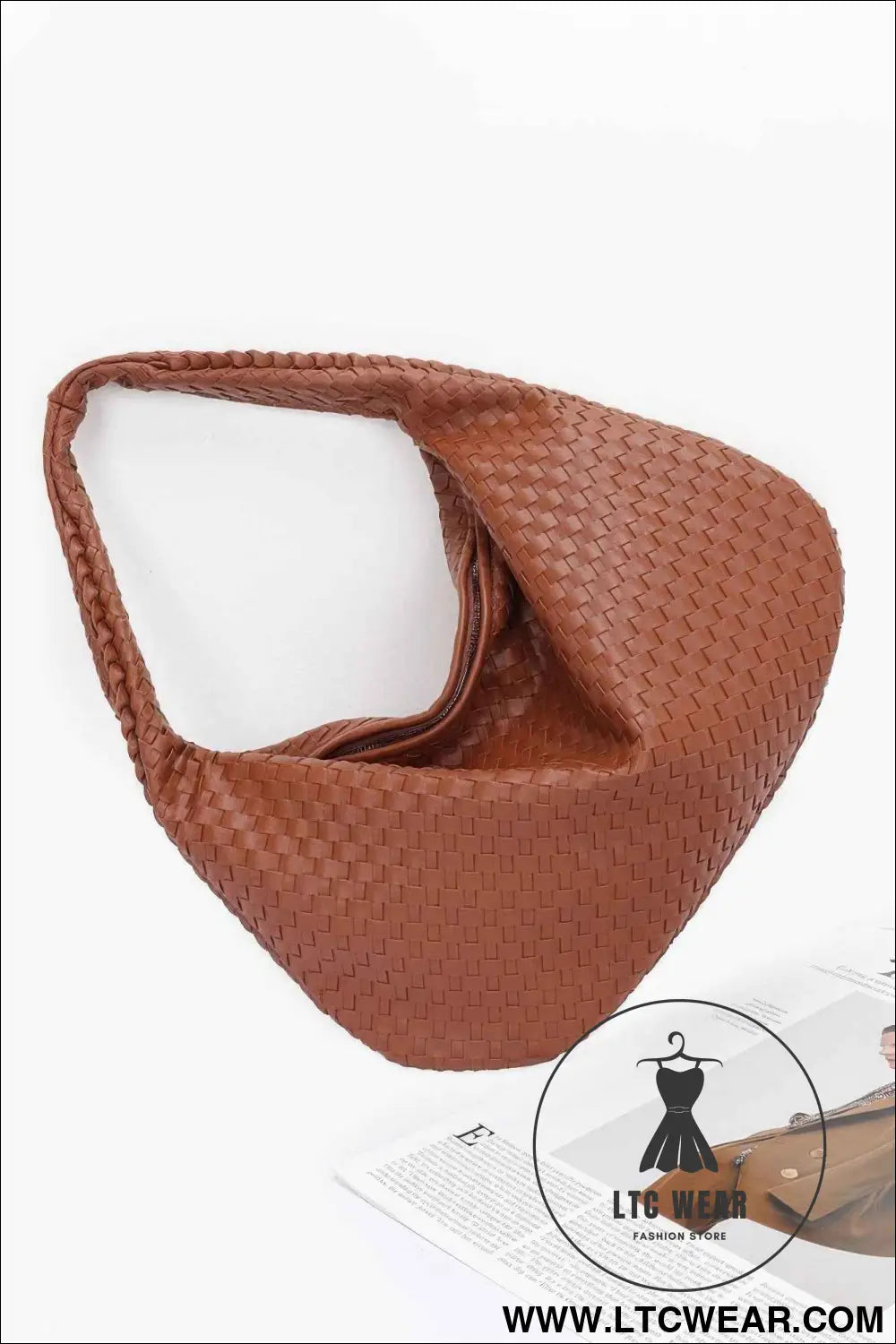 Faux Leather Braided Shoulder Bag