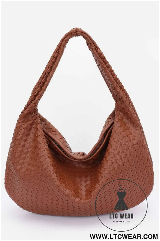 Faux Leather Braided Shoulder Bag