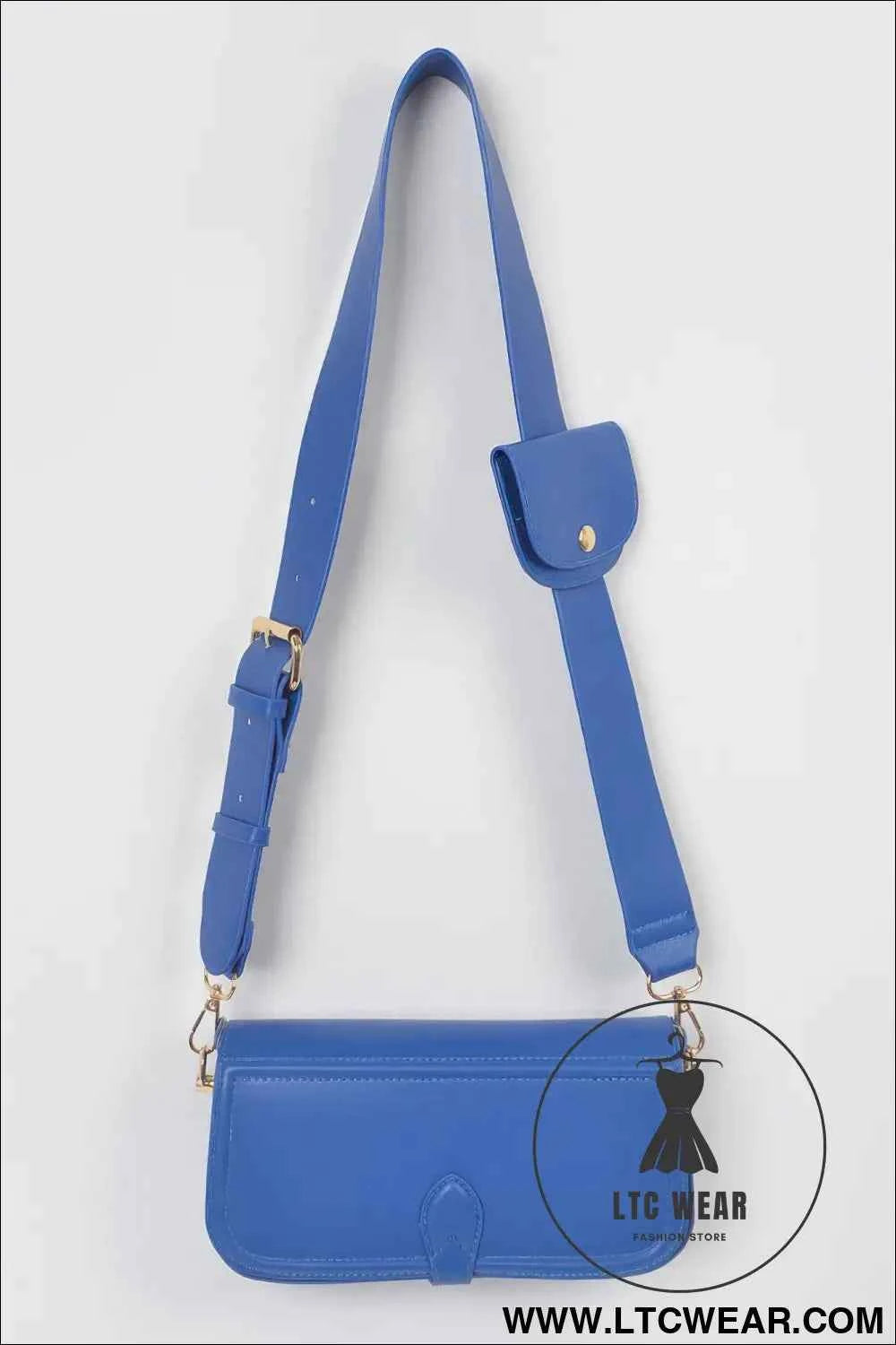 Faux Leather Crossbody Bag W/mini Pouch