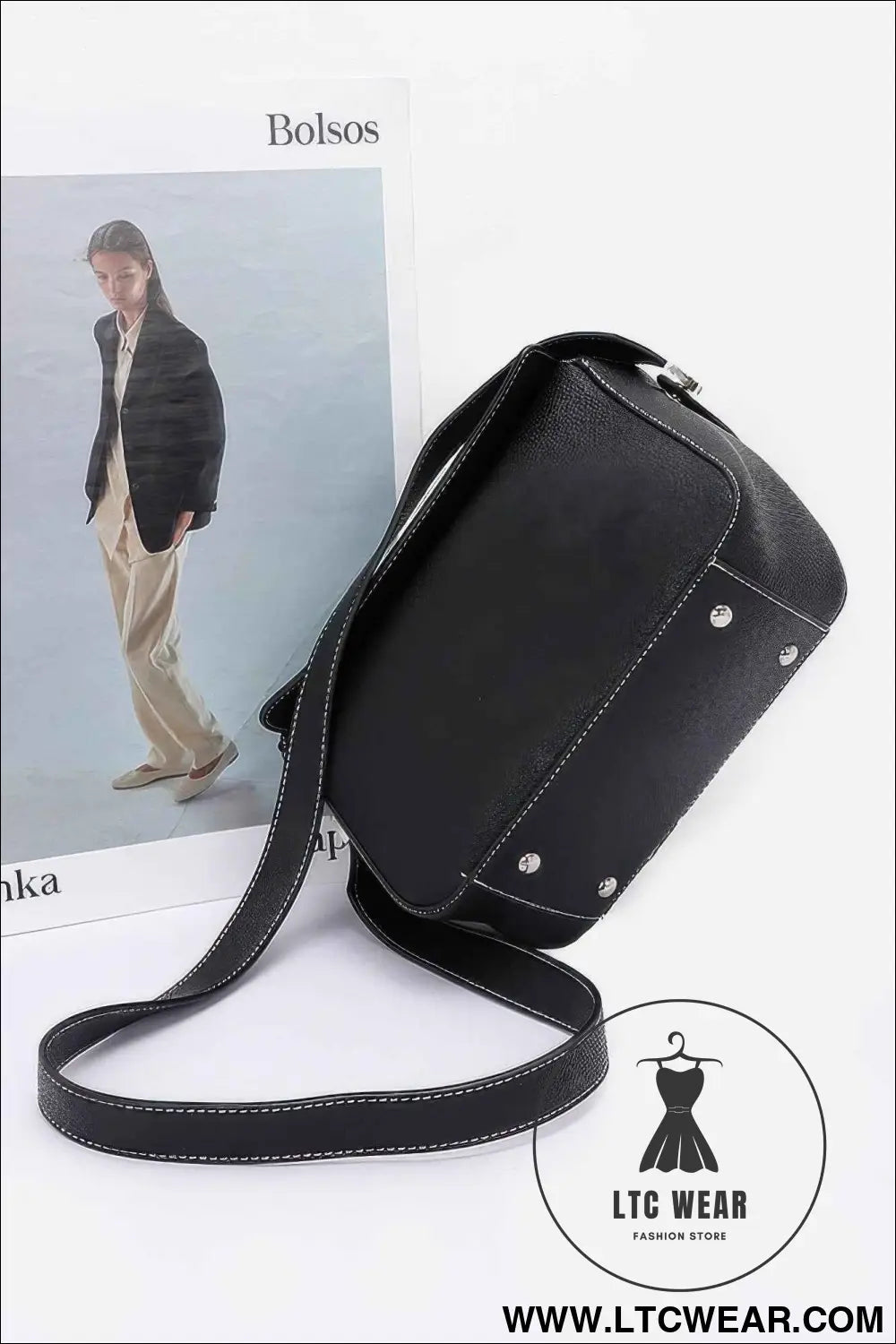 Faux Leather Crossbody Handle Bag