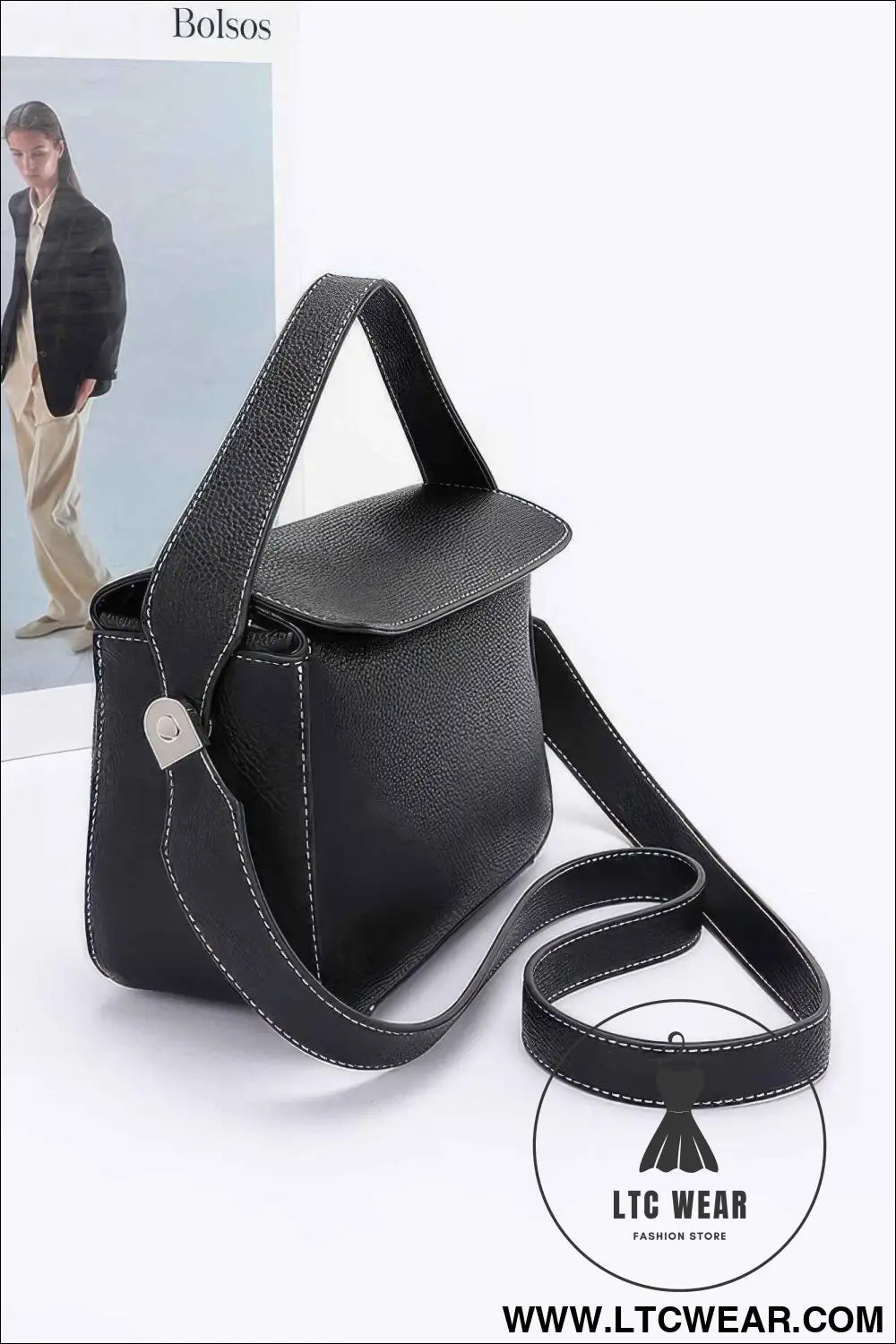 Faux Leather Crossbody Handle Bag
