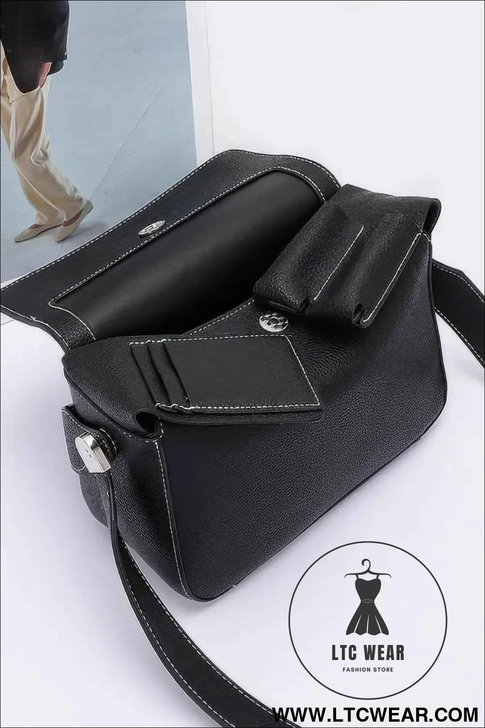 Faux Leather Crossbody Handle Bag