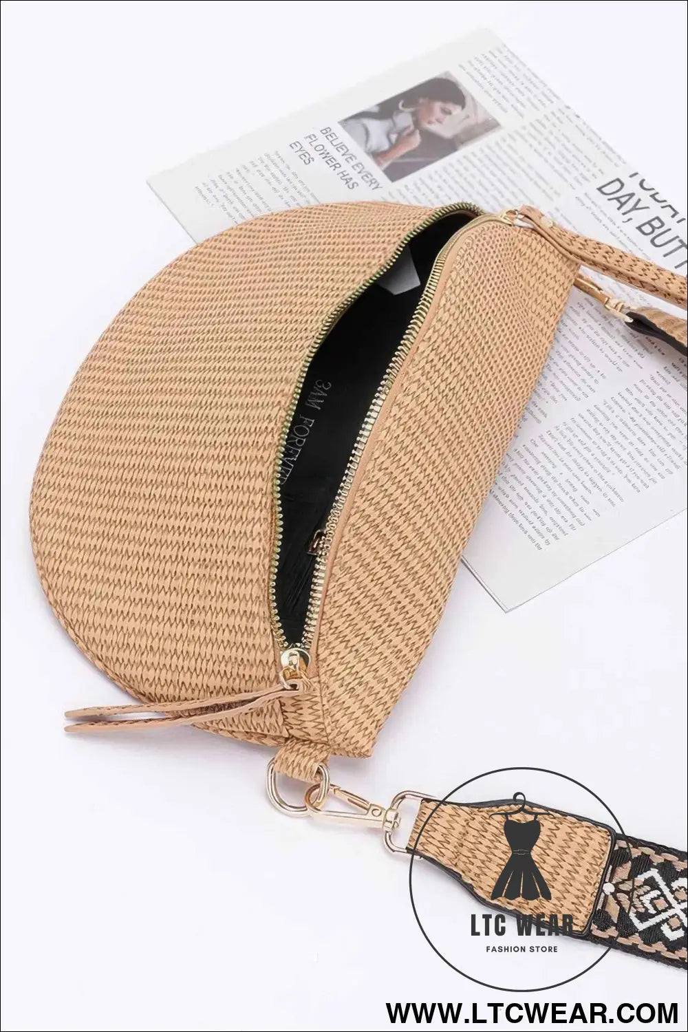 Faux Leather Fanny Pack W/ Multi Color Strap