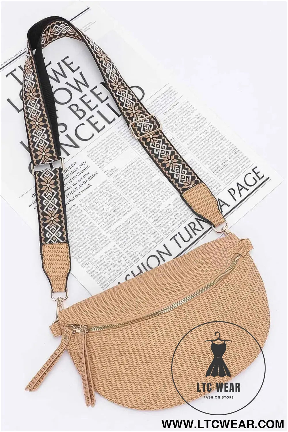 Faux Leather Fanny Pack W/ Multi Color Strap