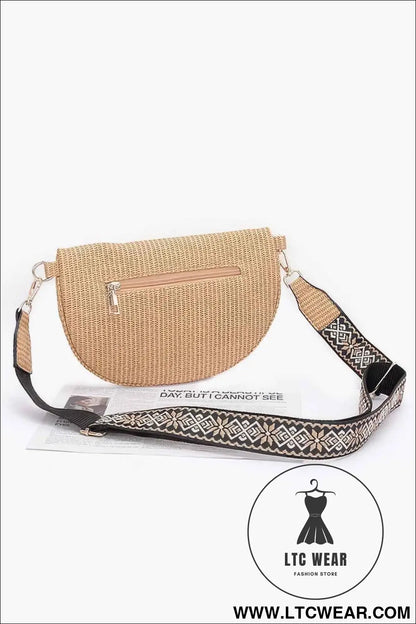 Faux Leather Fanny Pack W/ Multi Color Strap
