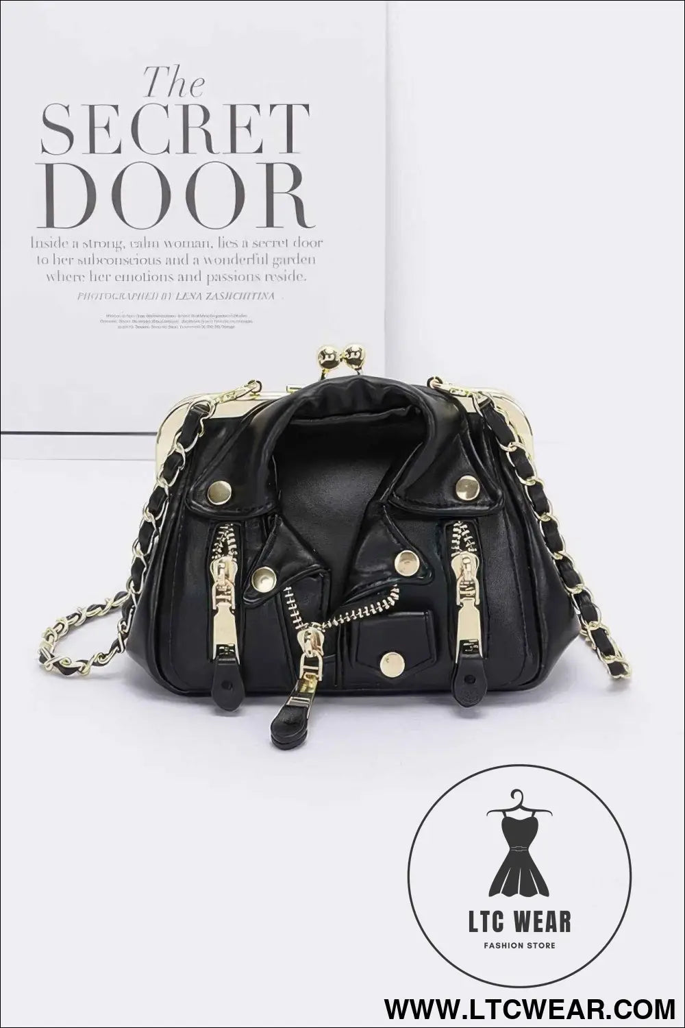 Faux Leather Jacket Style Crossbody Bag