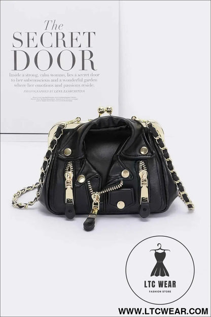 Faux Leather Jacket Style Crossbody Bag