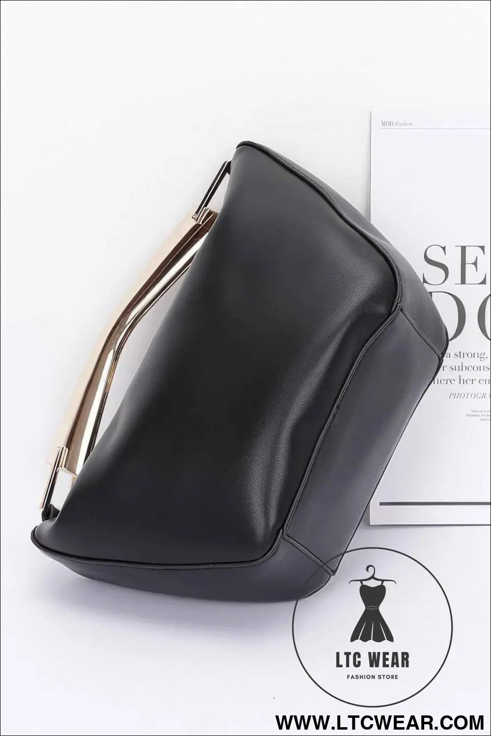 Faux Leather Metal Handle Bag