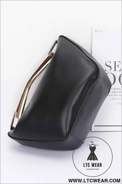 Faux Leather Metal Handle Bag