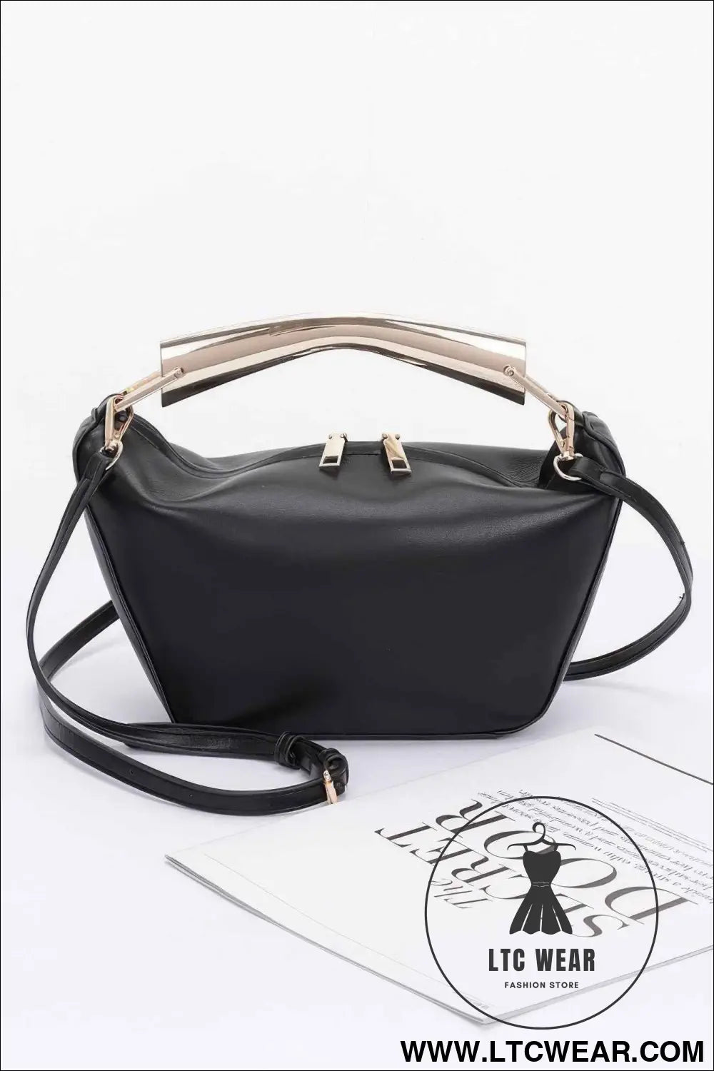 Faux Leather Metal Handle Bag