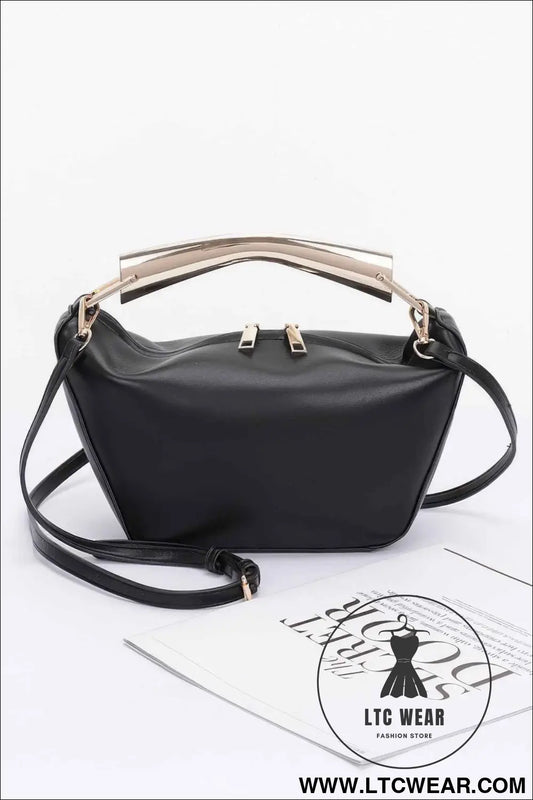 Faux Leather Metal Handle Bag