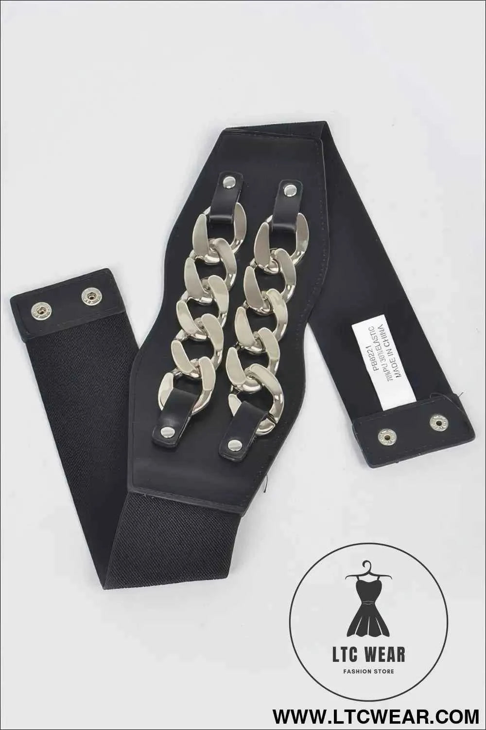 Faux Leather Oversized Chain Elastic Belt