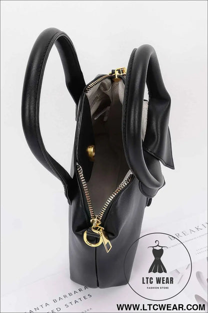Faux Leather Shirt Style Top Handle Bag