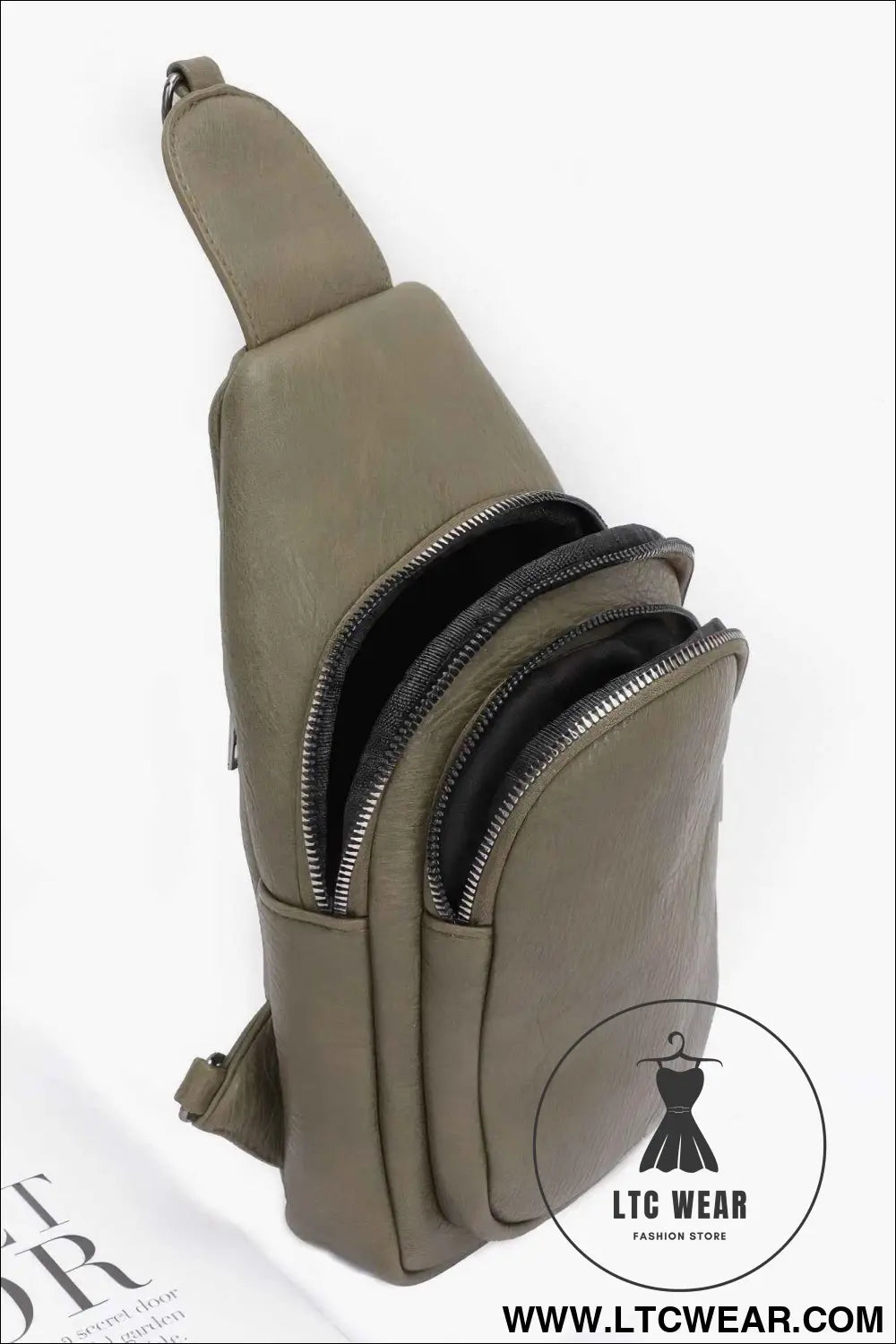 Faux Leather Sling Bag W/multi Color Strap