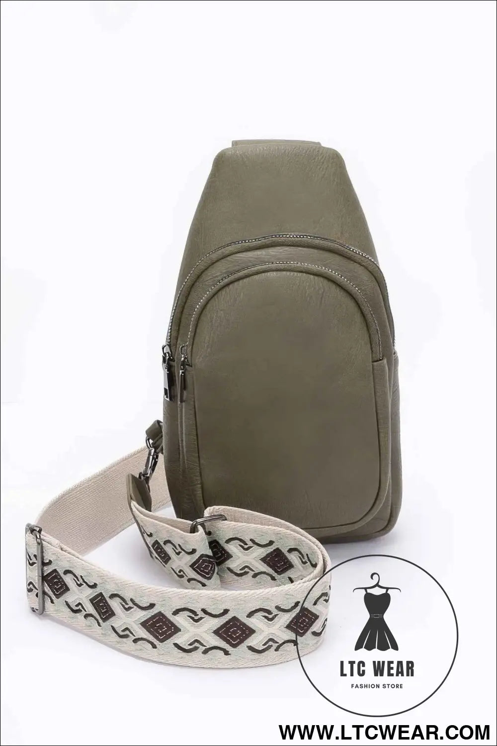 Faux Leather Sling Bag W/multi Color Strap