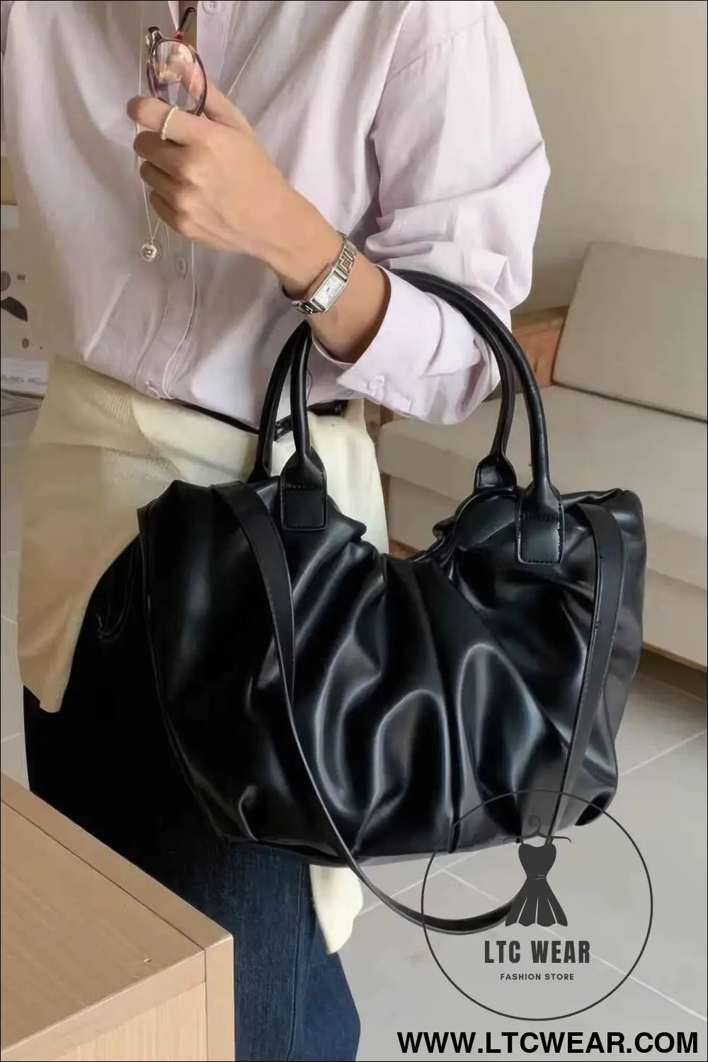 Faux Leather Tote Bag