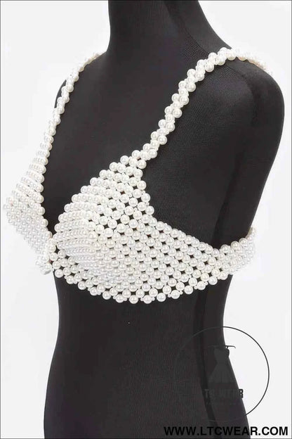 Faux Pearl Bra Top