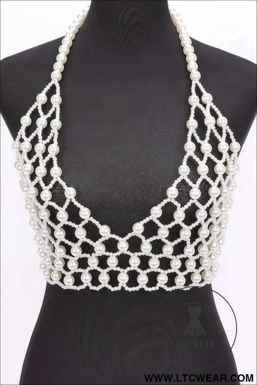 Faux Pearl Halter Neck Top