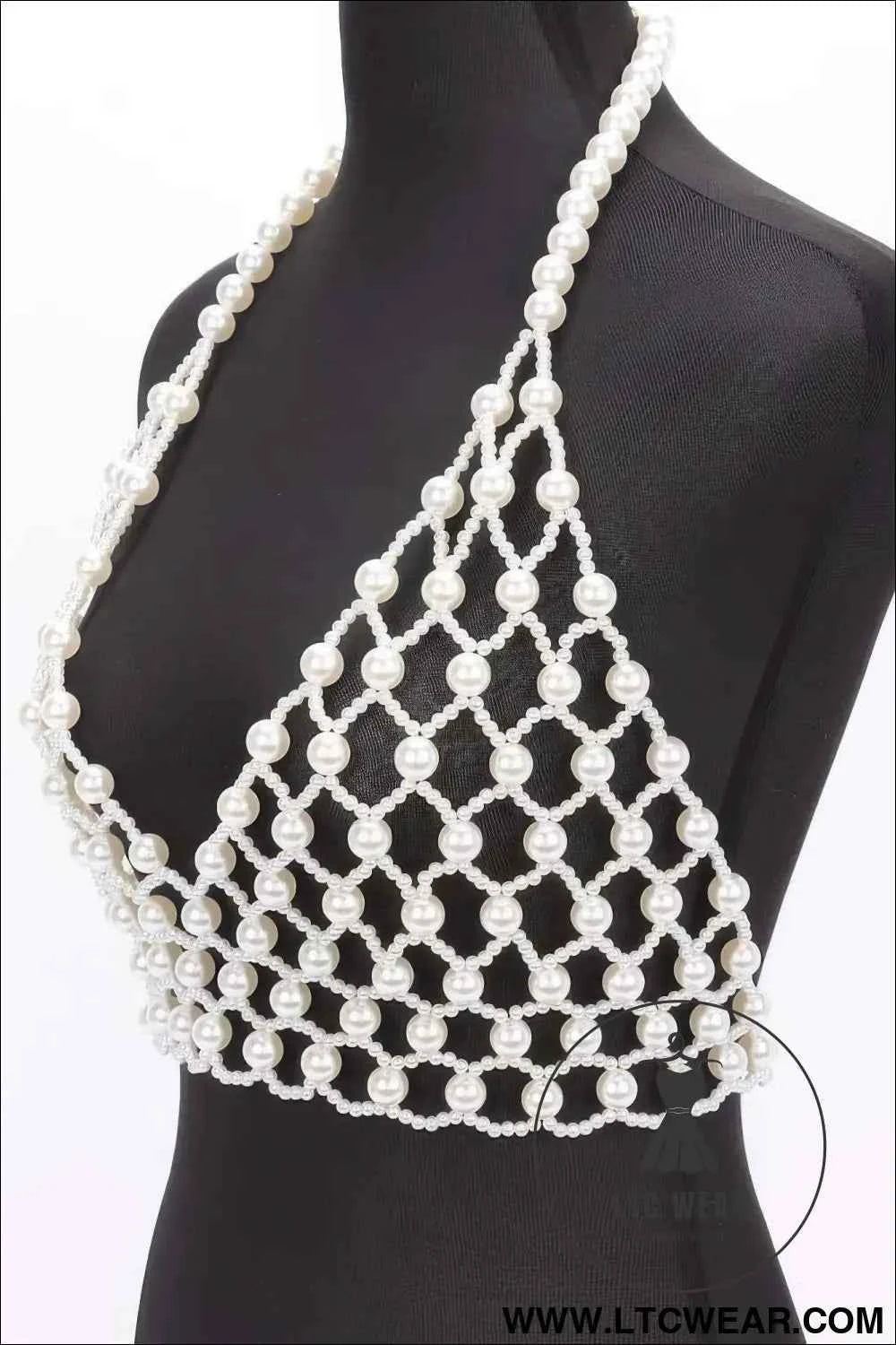 Faux Pearl Halter Neck Top