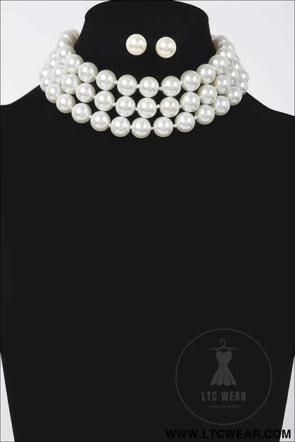 Faux Pearl Necklace W/earring