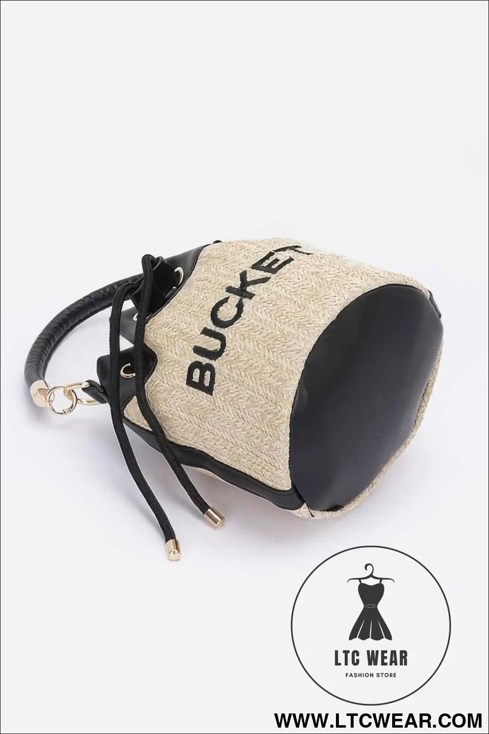 Faux Straw Bucket Bag