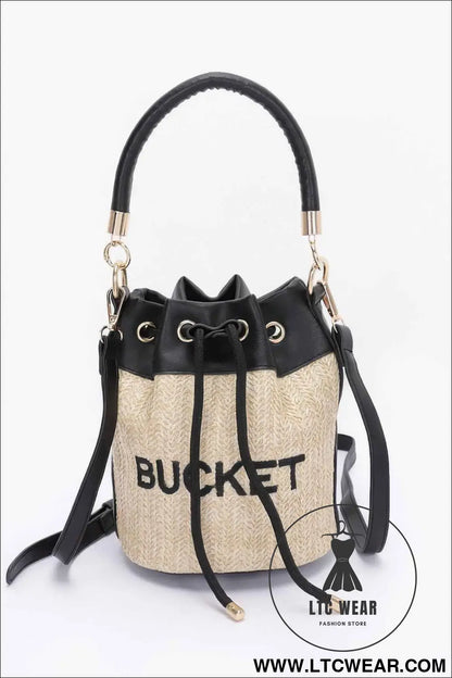 Faux Straw Bucket Bag