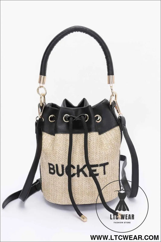 Faux Straw Bucket Bag