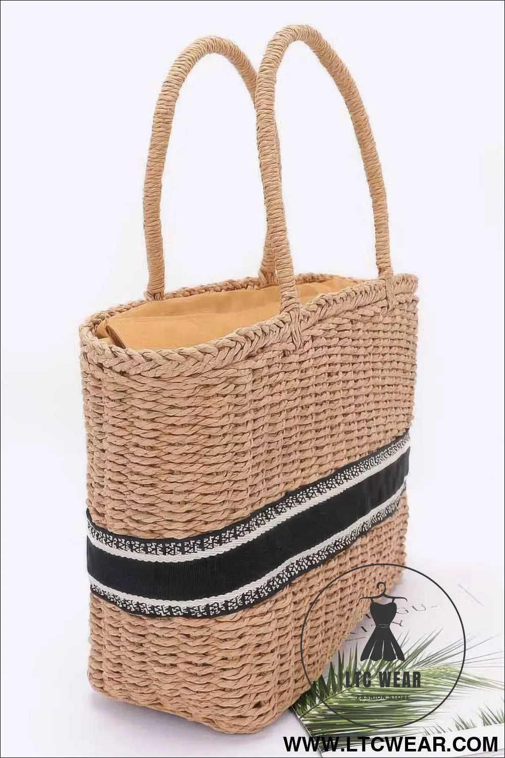 Faux Straw Tote Bag