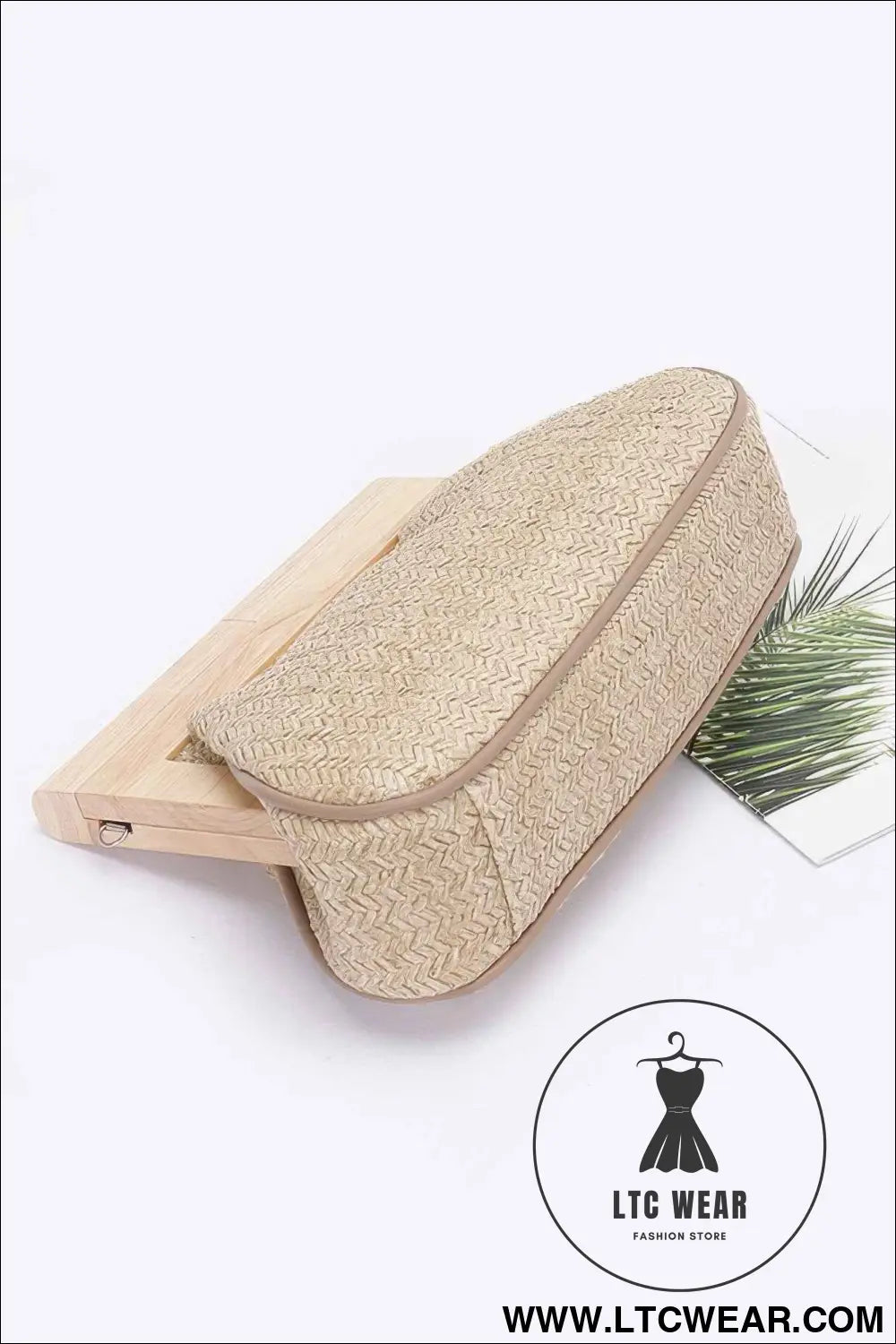Faux Straw Wood Frame Clutch