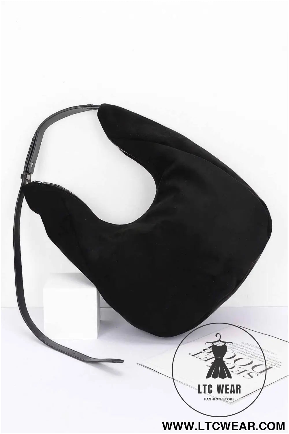 Faux Suede Bindle Bag