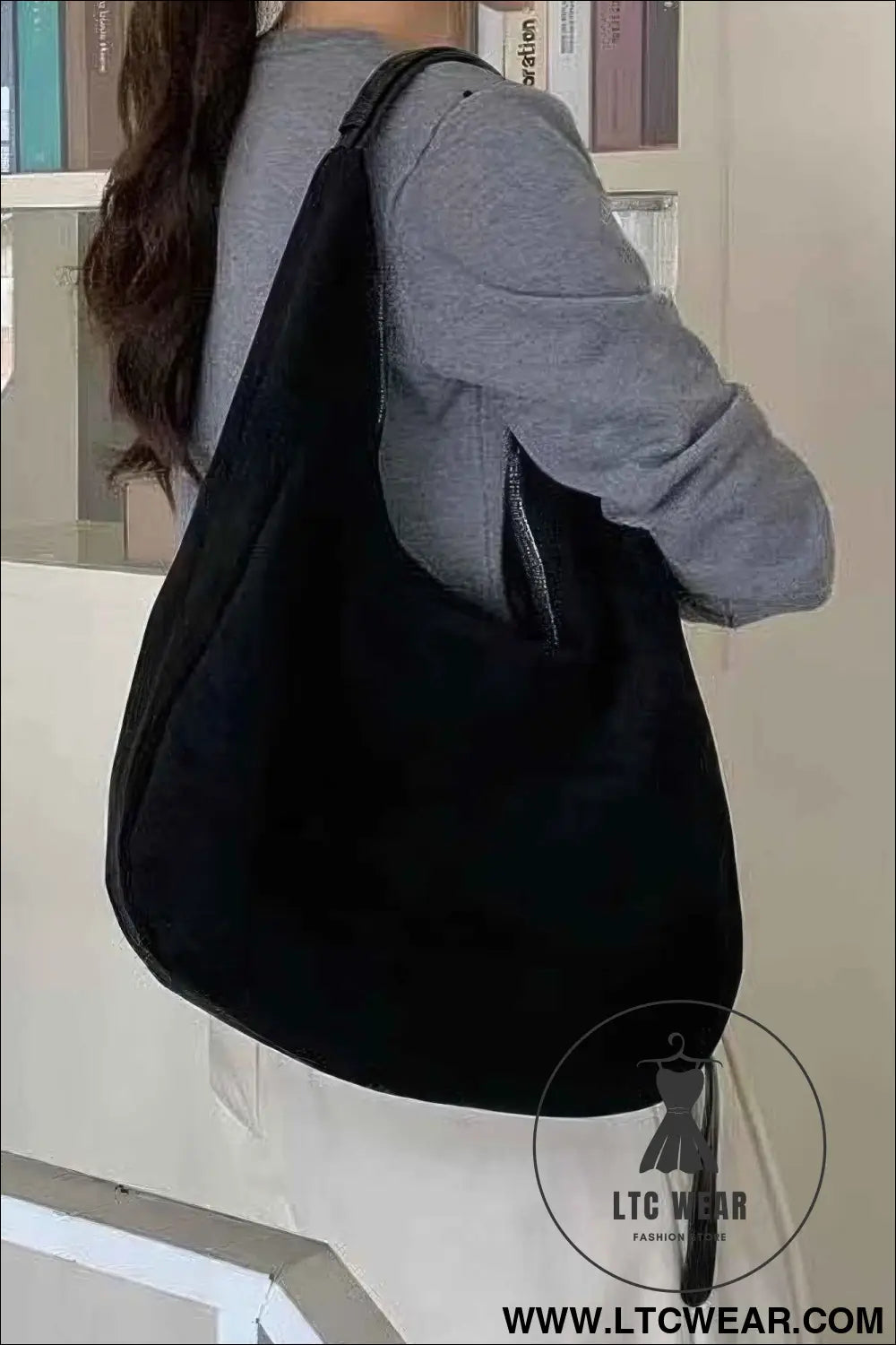 Faux Suede Bindle Bag