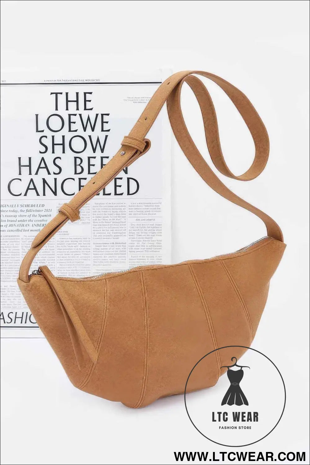 Faux Suede Croissant Bag