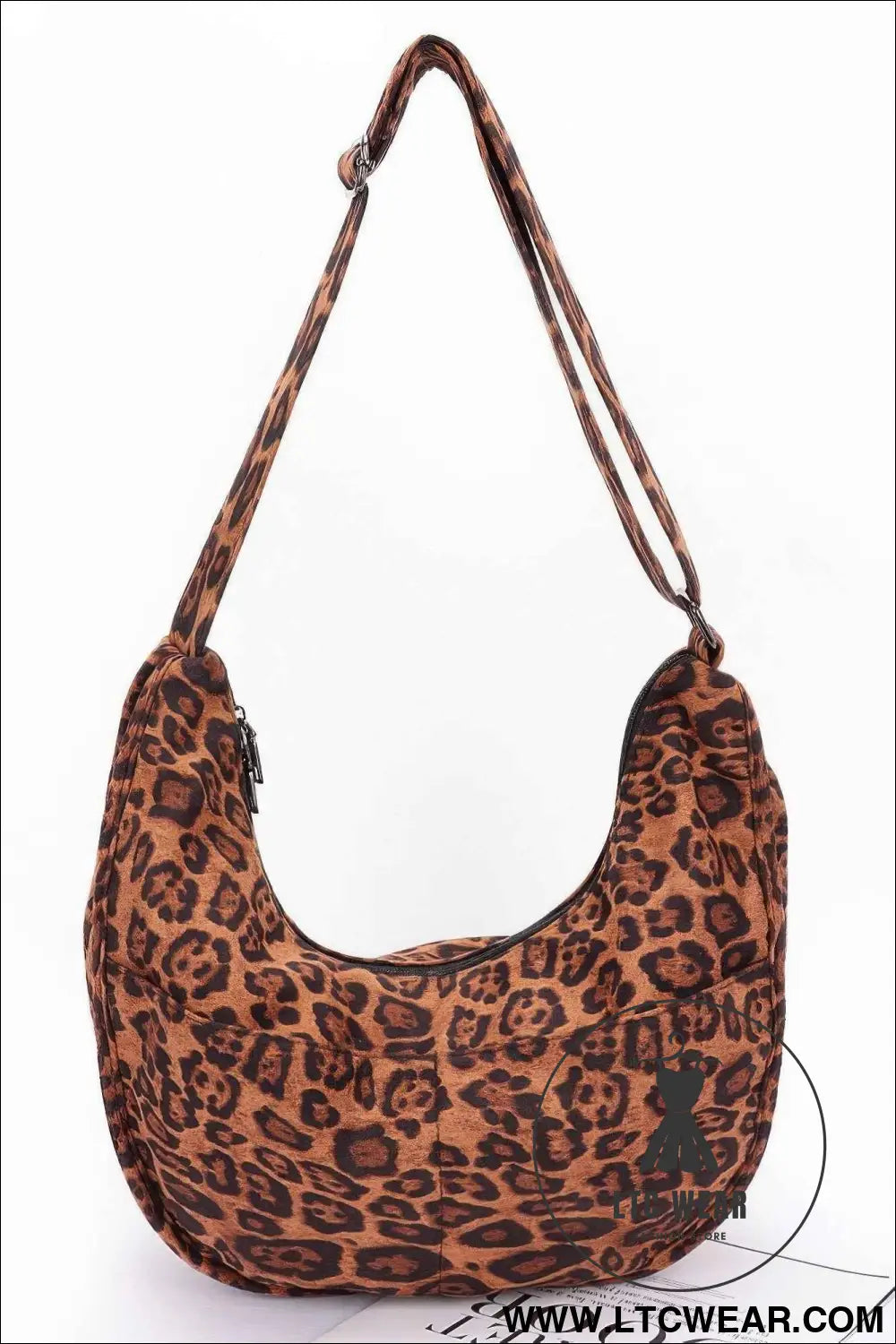 Faux Suede Double Pockets Crossbody Bag
