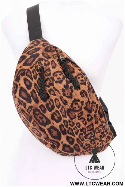Faux Suede Leo Crossbody Bag